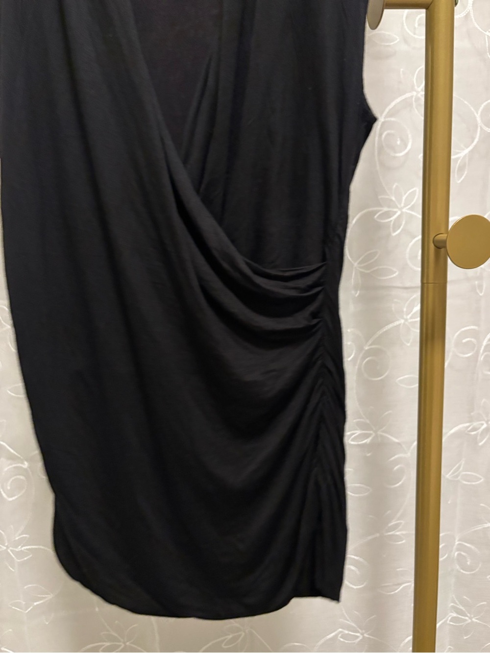 H&M Black Ruched Long Top Size Medium - Picture 3 of 5